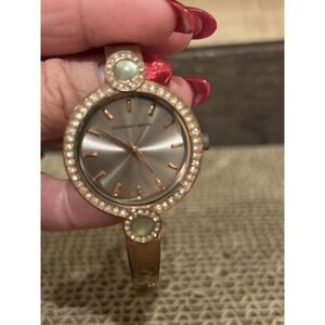 Geoffrey Beene Crystal Rose Gold Silver Tone Women's Watch Working